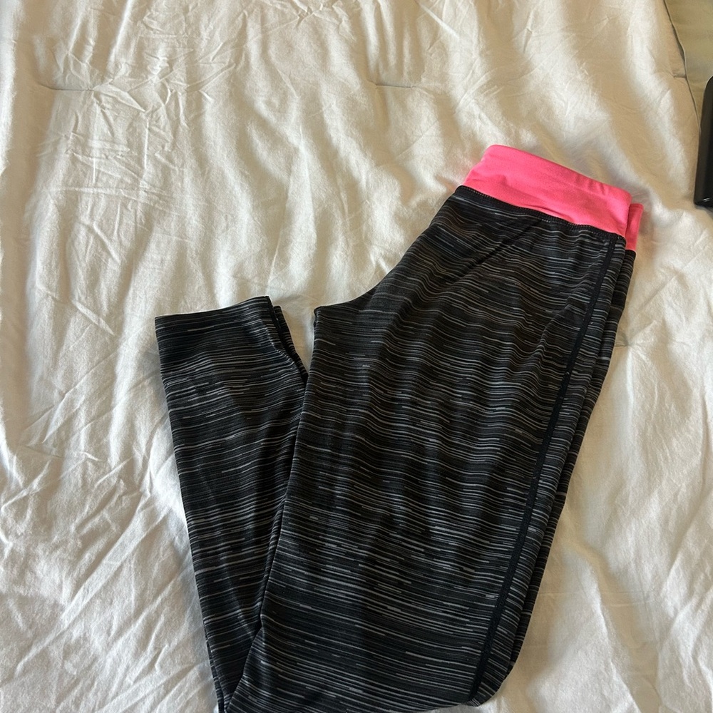 Champion Black and Pink Leggings with Striped Texture
